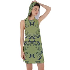 Floral Folk Damask Pattern Fantasy Flowers  Racer Back Hoodie Dress by Eskimos