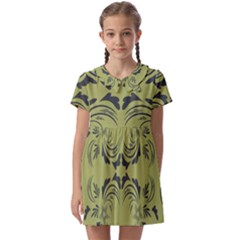 Floral Folk Damask Pattern Fantasy Flowers  Kids  Asymmetric Collar Dress by Eskimos