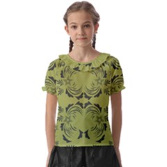 Floral Folk Damask Pattern Fantasy Flowers  Kids  Frill Chiffon Blouse by Eskimos