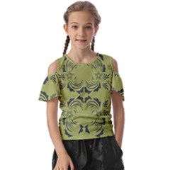 Floral Folk Damask Pattern Fantasy Flowers  Kids  Butterfly Cutout Tee by Eskimos