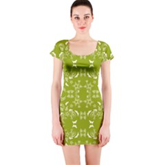 Floral Folk Damask Pattern  Short Sleeve Bodycon Dress by Eskimos