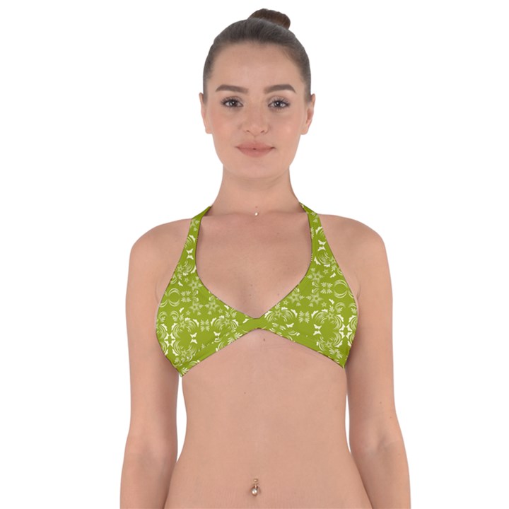 Floral folk damask pattern  Halter Neck Bikini Top