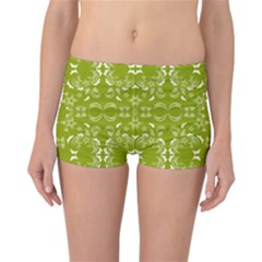 Floral Folk Damask Pattern  Reversible Boyleg Bikini Bottoms by Eskimos