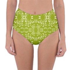 Floral Folk Damask Pattern  Reversible High-waist Bikini Bottoms by Eskimos