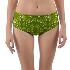 Floral Folk Damask Pattern  Reversible Mid-waist Bikini Bottoms by Eskimos