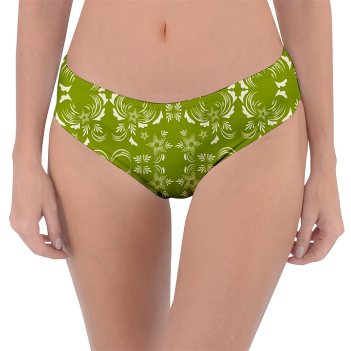 Floral folk damask pattern  Reversible Classic Bikini Bottoms