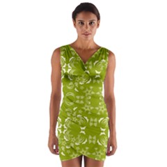 Floral Folk Damask Pattern  Wrap Front Bodycon Dress by Eskimos