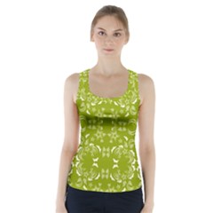 Floral Folk Damask Pattern  Racer Back Sports Top by Eskimos