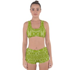 Floral Folk Damask Pattern  Racerback Boyleg Bikini Set by Eskimos