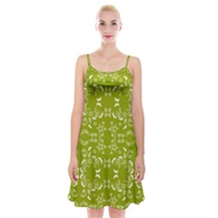 Floral Folk Damask Pattern  Spaghetti Strap Velvet Dress by Eskimos