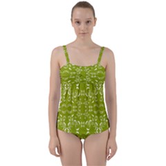 Floral Folk Damask Pattern  Twist Front Tankini Set by Eskimos