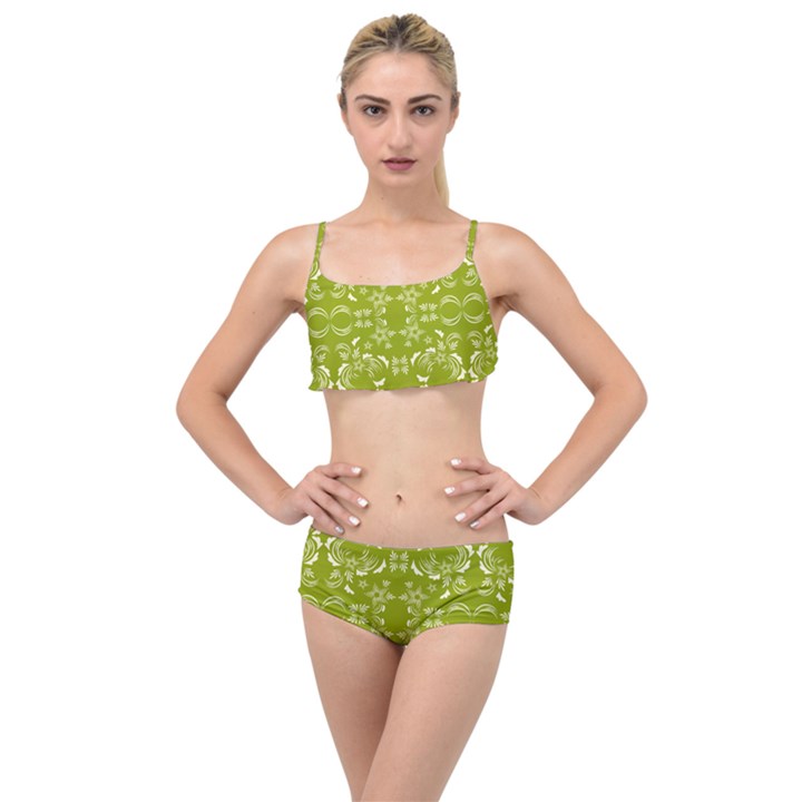 Floral folk damask pattern  Layered Top Bikini Set