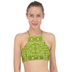 Floral Folk Damask Pattern  Racer Front Bikini Top by Eskimos