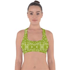 Floral Folk Damask Pattern  Cross Back Hipster Bikini Top  by Eskimos