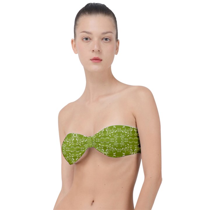 Floral folk damask pattern  Classic Bandeau Bikini Top 