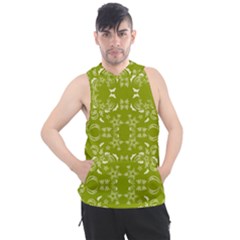 Floral Folk Damask Pattern  Men s Sleeveless Hoodie by Eskimos