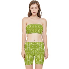 Floral Folk Damask Pattern  Stretch Shorts And Tube Top Set