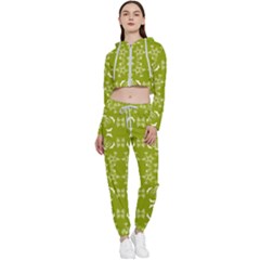 Floral Folk Damask Pattern  Cropped Zip Up Lounge Set by Eskimos