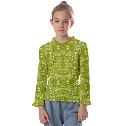 Floral Folk Damask Pattern  Kids  Frill Detail Tee by Eskimos