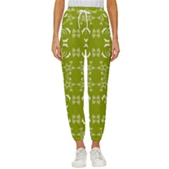 Floral Folk Damask Pattern  Cropped Drawstring Pants by Eskimos