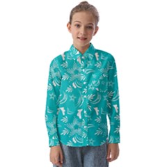 Folk Flowers Print Floral Pattern Ethnic Art Kids  Long Sleeve Shirt