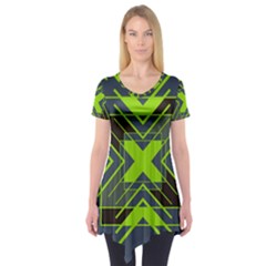 Abstract Geometric Design    Short Sleeve Tunic  by Eskimos