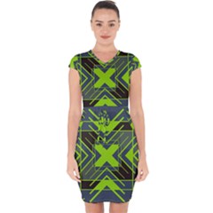 Abstract Geometric Design    Capsleeve Drawstring Dress  by Eskimos