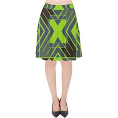 Abstract Geometric Design    Velvet High Waist Skirt by Eskimos