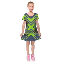 Abstract Geometric Design    Kids  Short Sleeve Velvet Dress by Eskimos