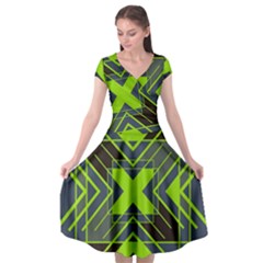 Abstract Geometric Design    Cap Sleeve Wrap Front Dress by Eskimos