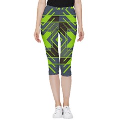 Abstract Geometric Design    Inside Out Lightweight Velour Capri Leggings  by Eskimos