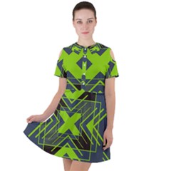 Abstract Geometric Design    Short Sleeve Shoulder Cut Out Dress  by Eskimos