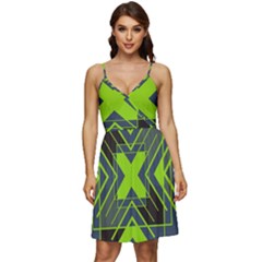 Abstract Geometric Design    V-neck Pocket Summer Dress 