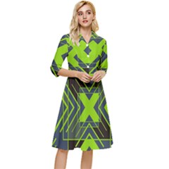 Abstract Geometric Design    Classy Knee Length Dress