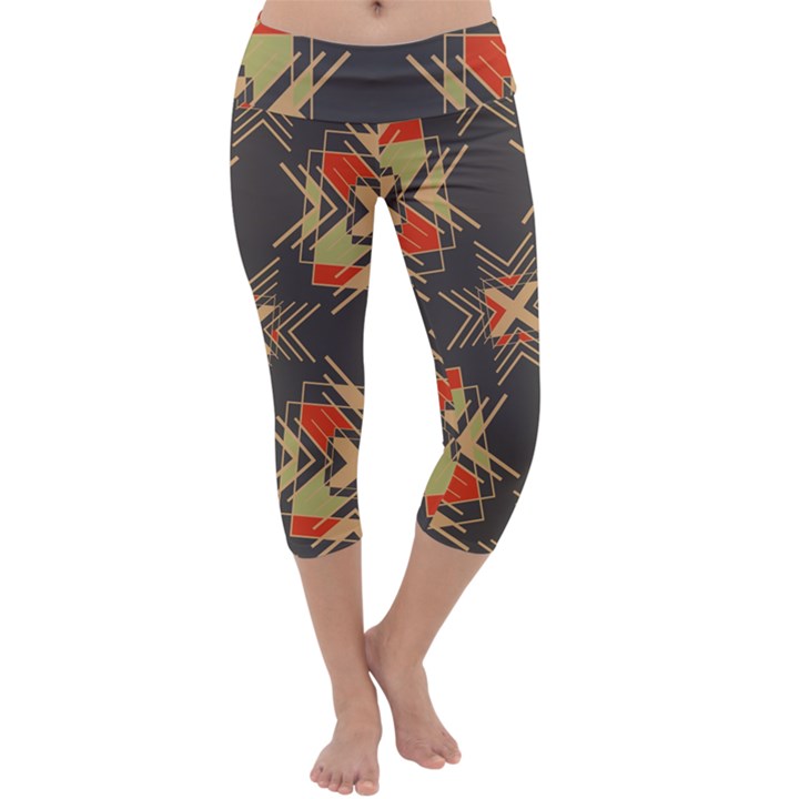 Abstract geometric design    Capri Yoga Leggings