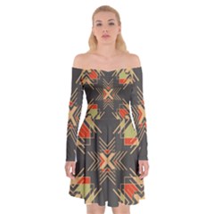 Abstract Geometric Design    Off Shoulder Skater Dress by Eskimos