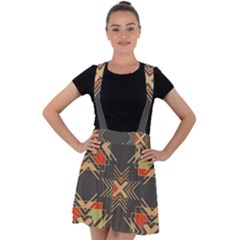 Abstract Geometric Design    Velvet Suspender Skater Skirt by Eskimos