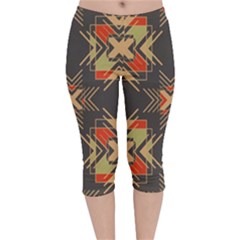 Abstract Geometric Design    Velvet Capri Leggings  by Eskimos