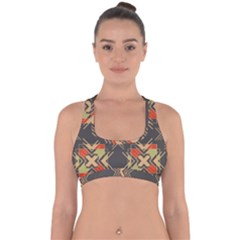 Abstract Geometric Design    Cross Back Hipster Bikini Top  by Eskimos