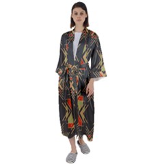 Abstract Geometric Design    Maxi Satin Kimono by Eskimos