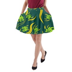 Folk Flowers Print Floral Pattern Ethnic Art A-line Pocket Skirt by Eskimos