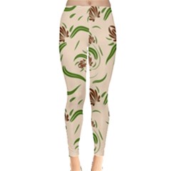 Folk Flowers Print Floral Pattern Ethnic Art Leggings  by Eskimos