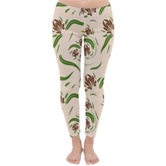 Folk Flowers Print Floral Pattern Ethnic Art Classic Winter Leggings by Eskimos