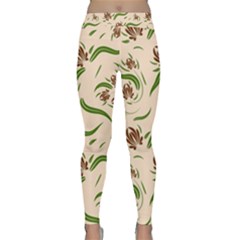 Folk Flowers Print Floral Pattern Ethnic Art Classic Yoga Leggings by Eskimos