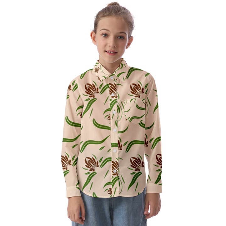 Folk flowers print Floral pattern Ethnic art Kids  Long Sleeve Shirt