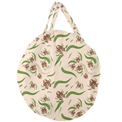 Folk Flowers Print Floral Pattern Ethnic Art Giant Round Zipper Tote by Eskimos