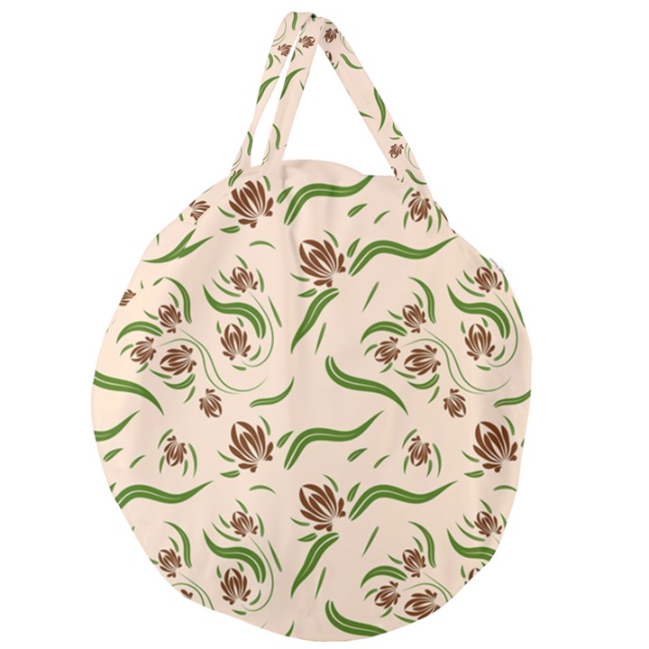 Folk flowers print Floral pattern Ethnic art Giant Round Zipper Tote