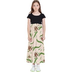 Folk Flowers Print Floral Pattern Ethnic Art Kids  Flared Maxi Skirt by Eskimos