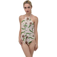 Folk Flowers Print Floral Pattern Ethnic Art Go With The Flow One Piece Swimsuit by Eskimos