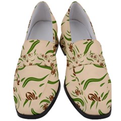 Folk Flowers Print Floral Pattern Ethnic Art Women s Chunky Heel Loafers by Eskimos